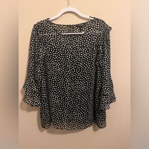 Roz & Ali Black and White Polka Dot Blouse
